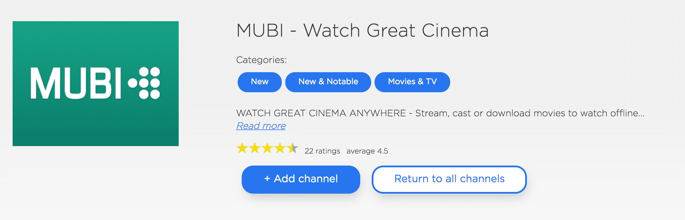 MUBI on Roku website