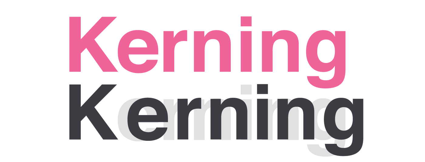 An image showing an example of proper kerning versus even spacing